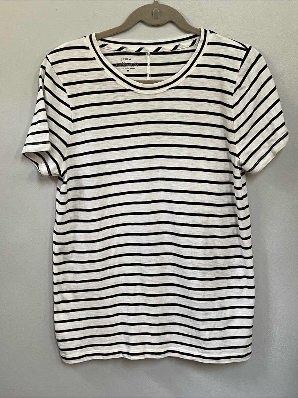J. Crew White Tee with Black Horizontal Stripes